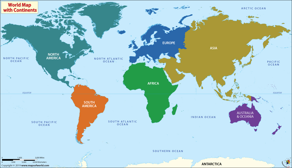 World Map With Continents, Map of Continents