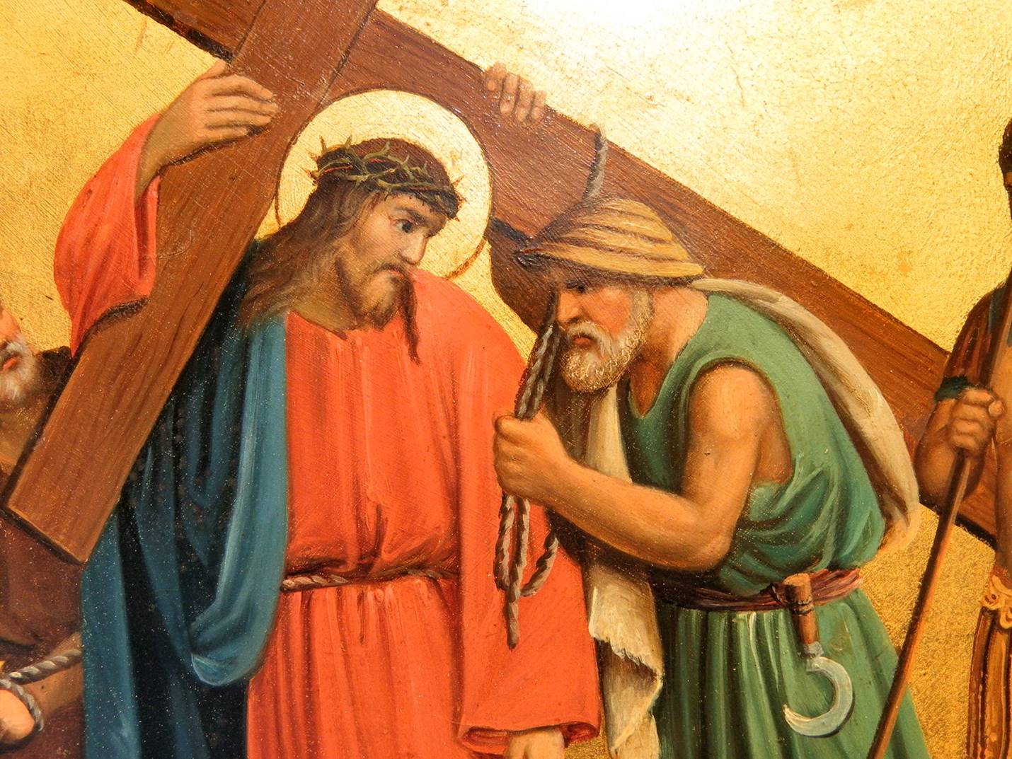 Image result for simon of cyrene helps jesus carry the cross